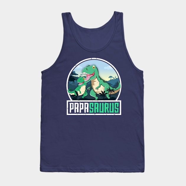 Papasaurus T-Rex Dinosaur Saurus Papa Dad Matching Family Tank Top by 14thFloorApparel